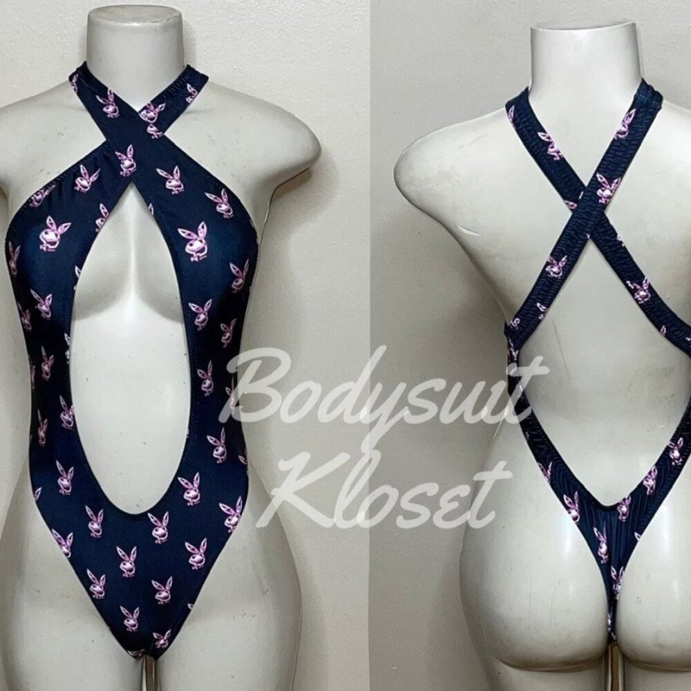 Bodysuit Kloset Exotic Dancewear Black Bunny Thong Bodysuit (XS-M)